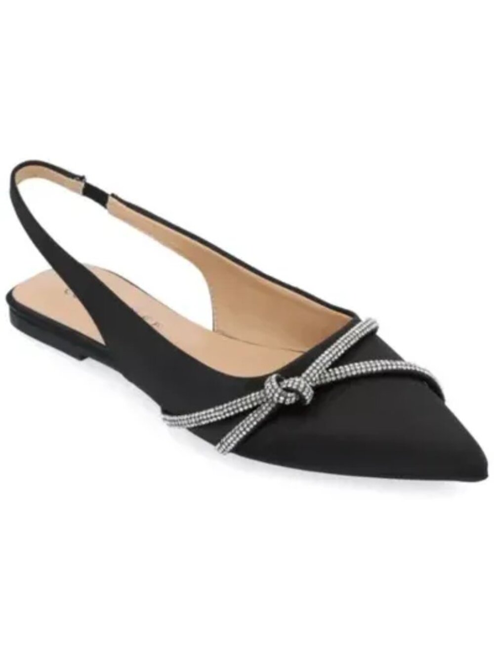 Journee Collection Womens Rebbel Sling Back Pointed Toe Flats Black Size 9 NWB